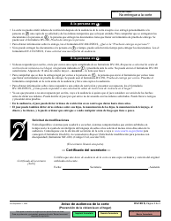 Formulario DV-109 Aviso De Audiencia De La Corte - California (Spanish), Page 3