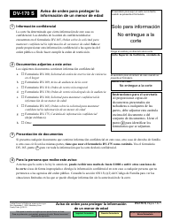 Document preview: Formulario DV-170 Aviso De Orden Para Proteger La Informacion De Un Menor De Edad - California (Spanish)