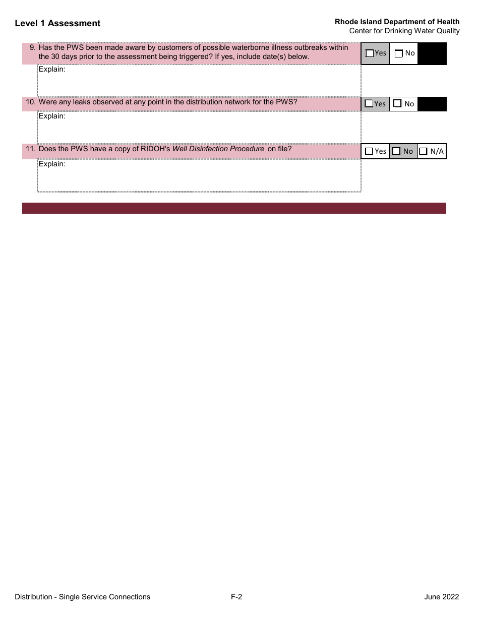 Level 1 Assessment - Center for Drinking Water Quality - Rhode Island, Page 11