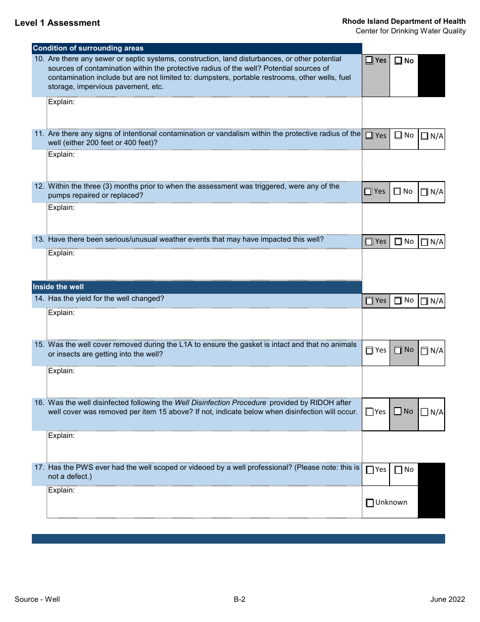 Level 1 Assessment - Center for Drinking Water Quality - Rhode Island, Page 5