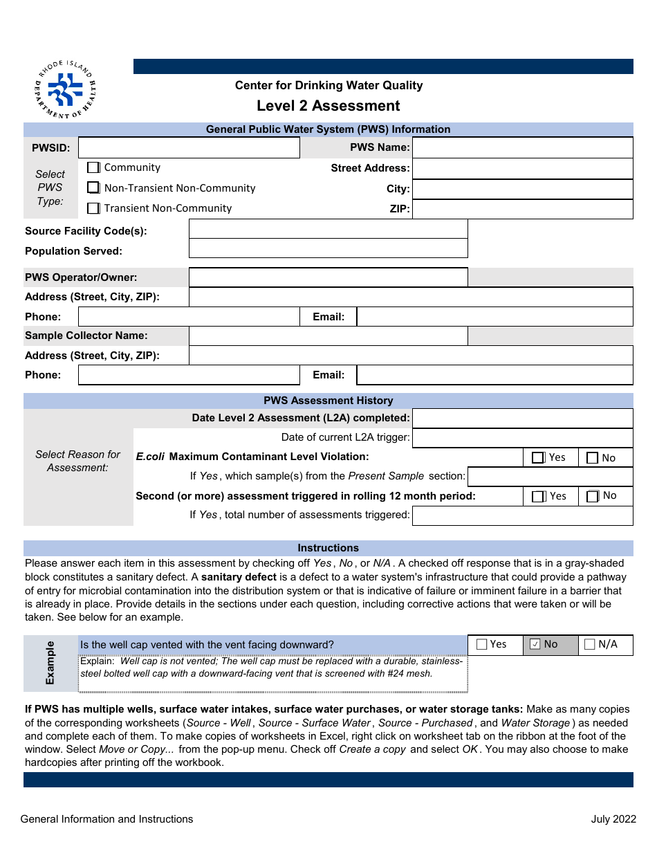 Level 2 Assessment - Center for Drinking Water Quality - Rhode Island, Page 1
