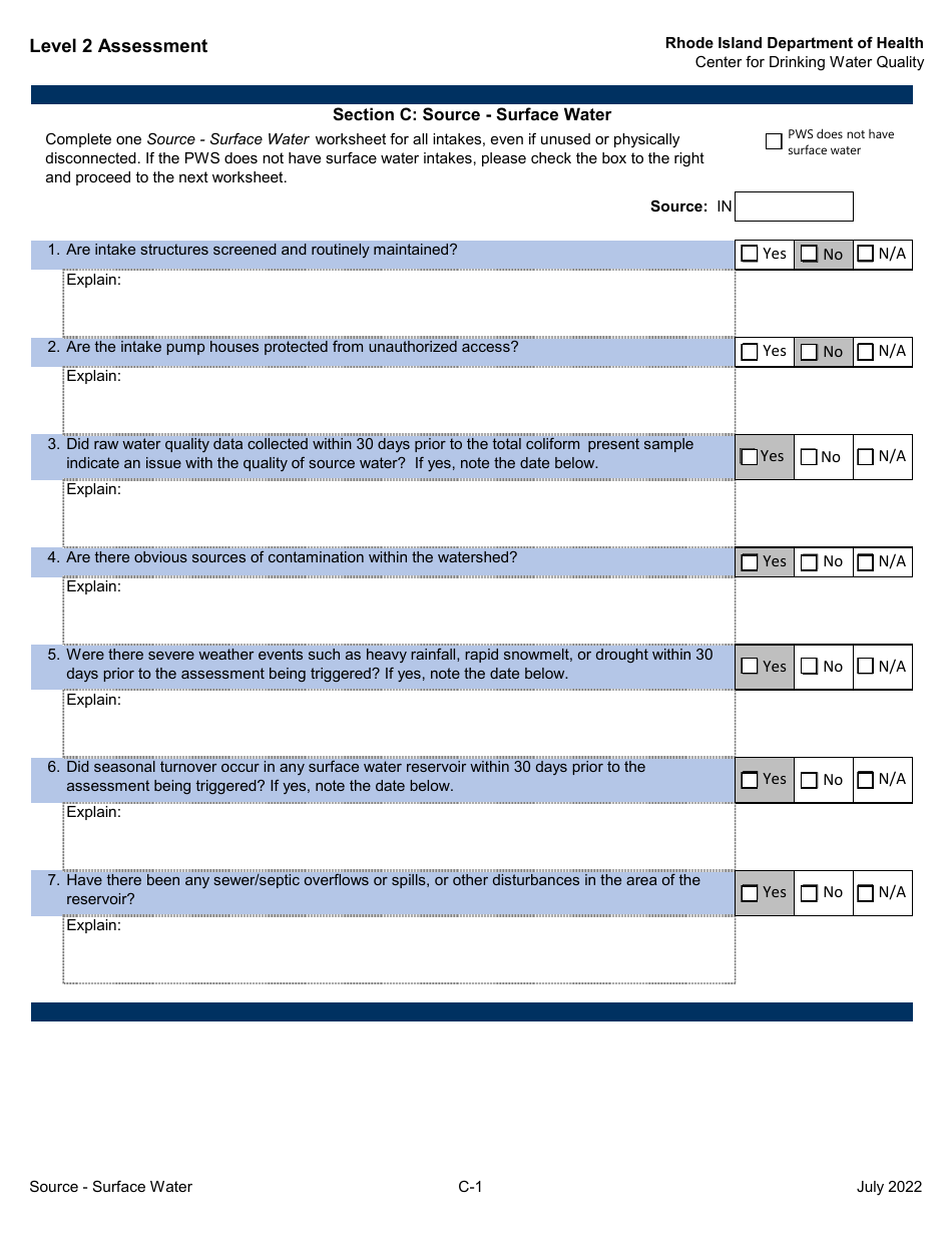 Level 2 Assessment - Center for Drinking Water Quality - Rhode Island, Page 7