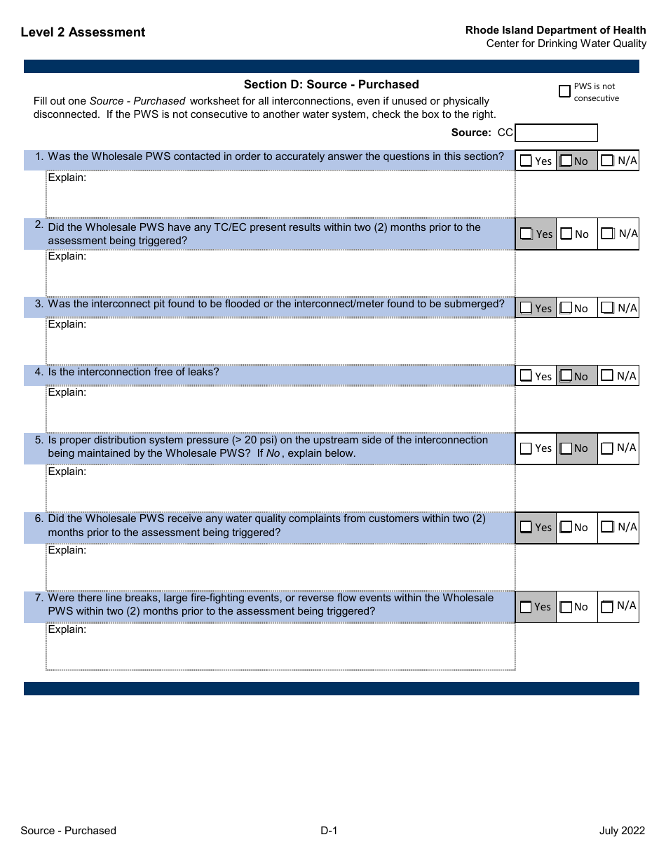 Level 2 Assessment - Center for Drinking Water Quality - Rhode Island, Page 8