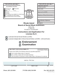 Document preview: Application for License as a Licensed Clinical Social Worker (Lcsw)/Licensed Independent Clinical Social Worker (Licsw) - (Clinical Exam) - Rhode Island