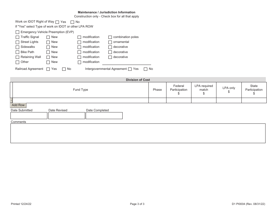 Form PI0004 Project Program Information - Illinois, Page 3