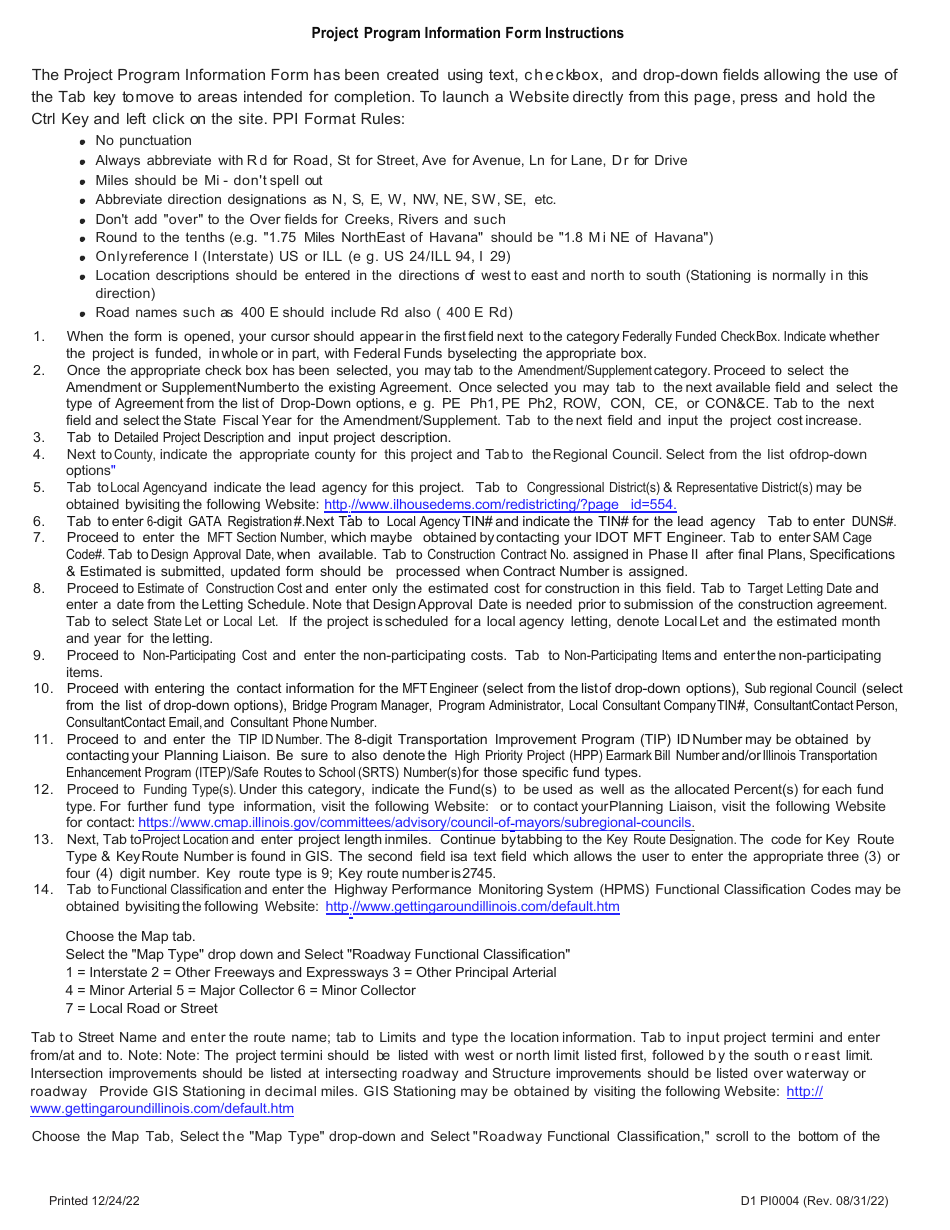 Form PI0004 Project Program Information - Illinois, Page 4