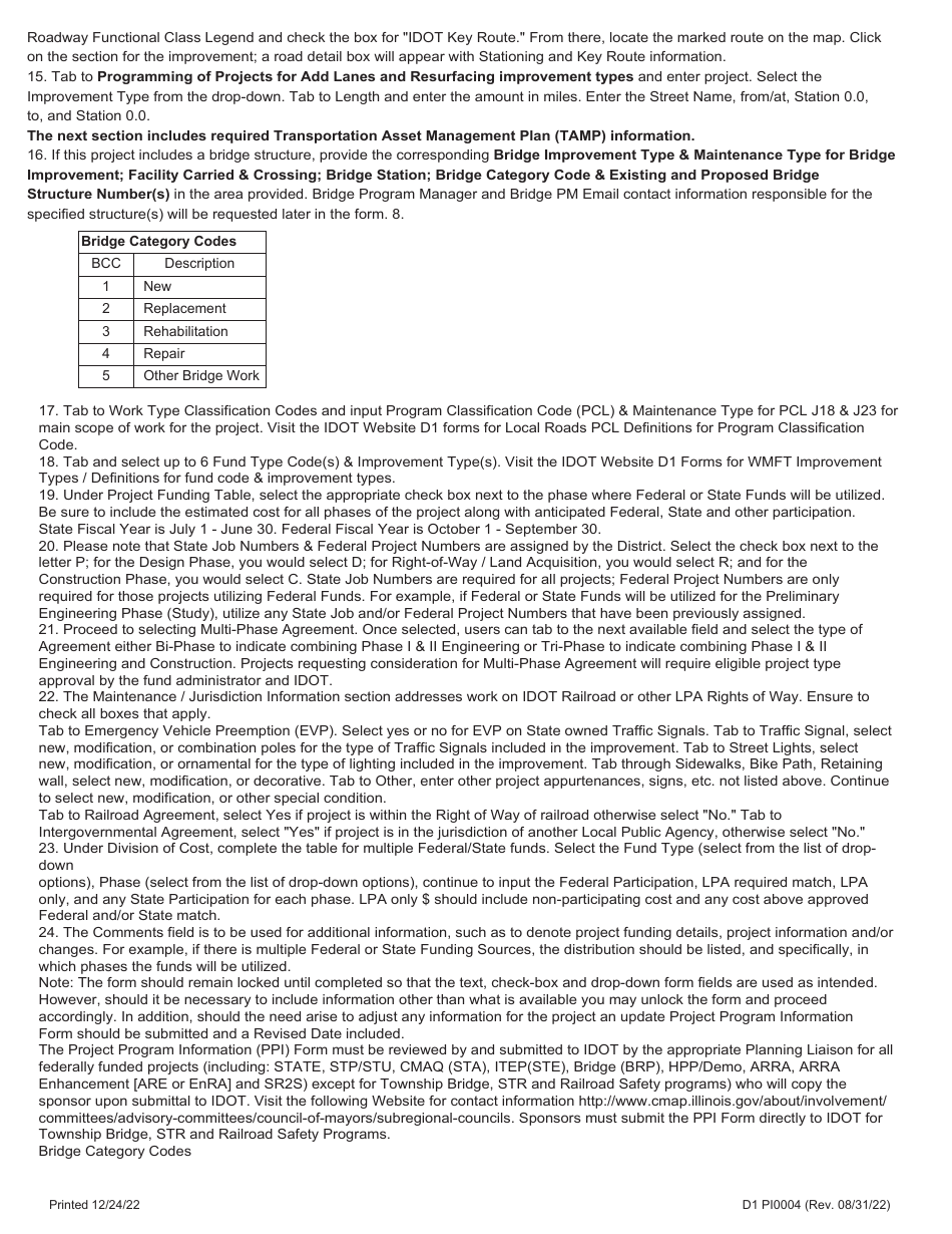 Form PI0004 Project Program Information - Illinois, Page 5