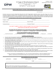 Document preview: Road and Right of Way Disturbance Application - Village of Westhampton Beach, New York