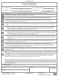 Document preview: DD Form 2587 Defense Acquisition Corps - Certificate of Admission