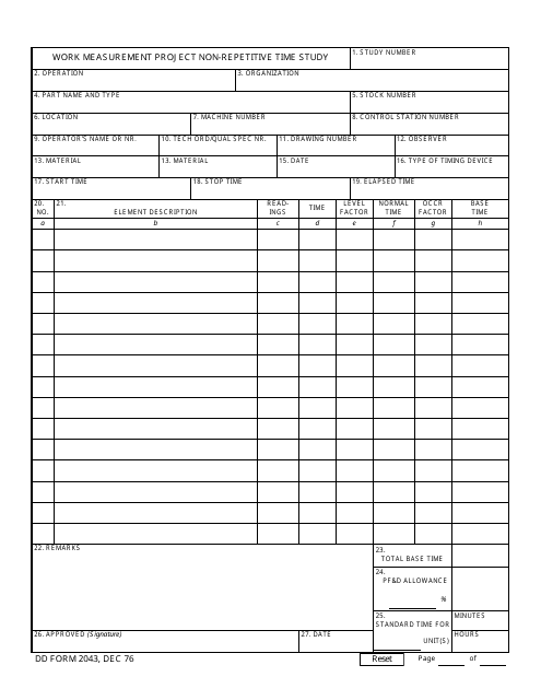 DD Form 2043  Printable Pdf