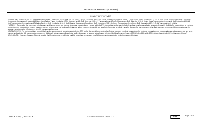 DD Form 2131 Passenger Manifest, Page 2