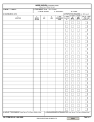 Document preview: DD Form 2214C Noise Survey Continuation Sheet - Sound Level Meter Survey