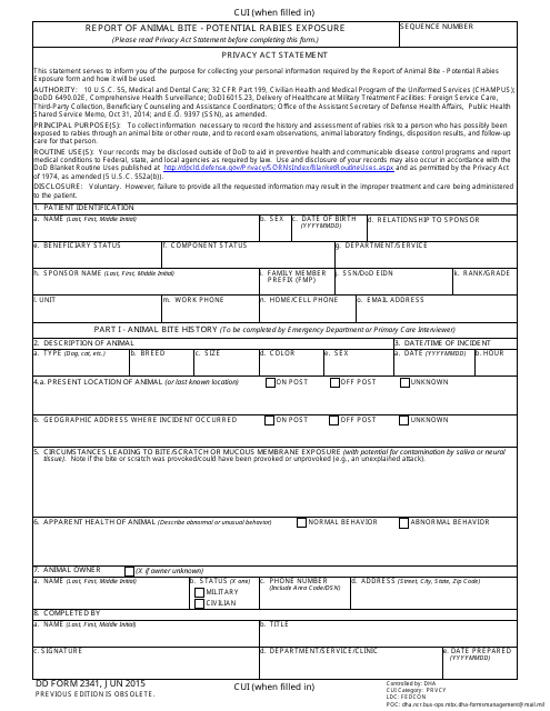 DD Form 2341  Printable Pdf