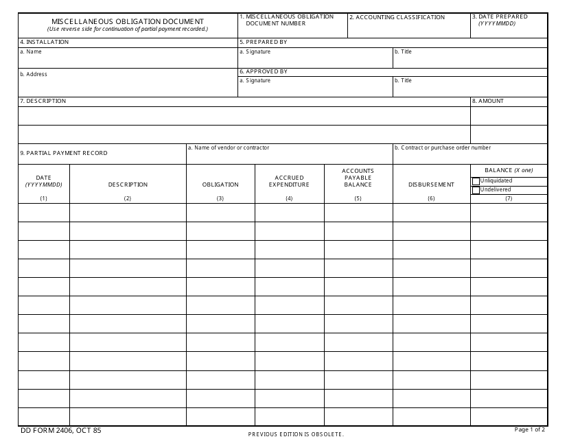Dd Form 2406 Fill Out Sign Online And Download Fillable Pdf