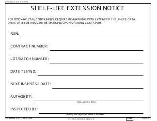Document preview: DD Form 2477-1 Shelf-Life Extension Notice