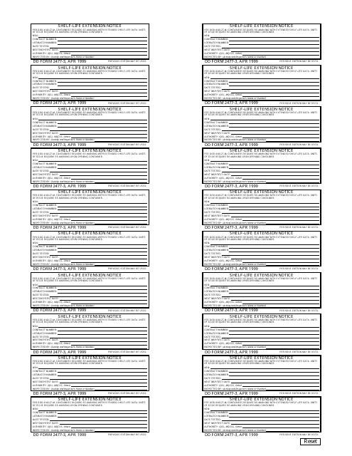 DD Form 2477-3  Printable Pdf