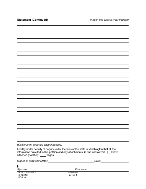 Form PO010 Statement - Washington