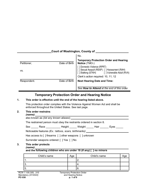 Form PO030  Printable Pdf