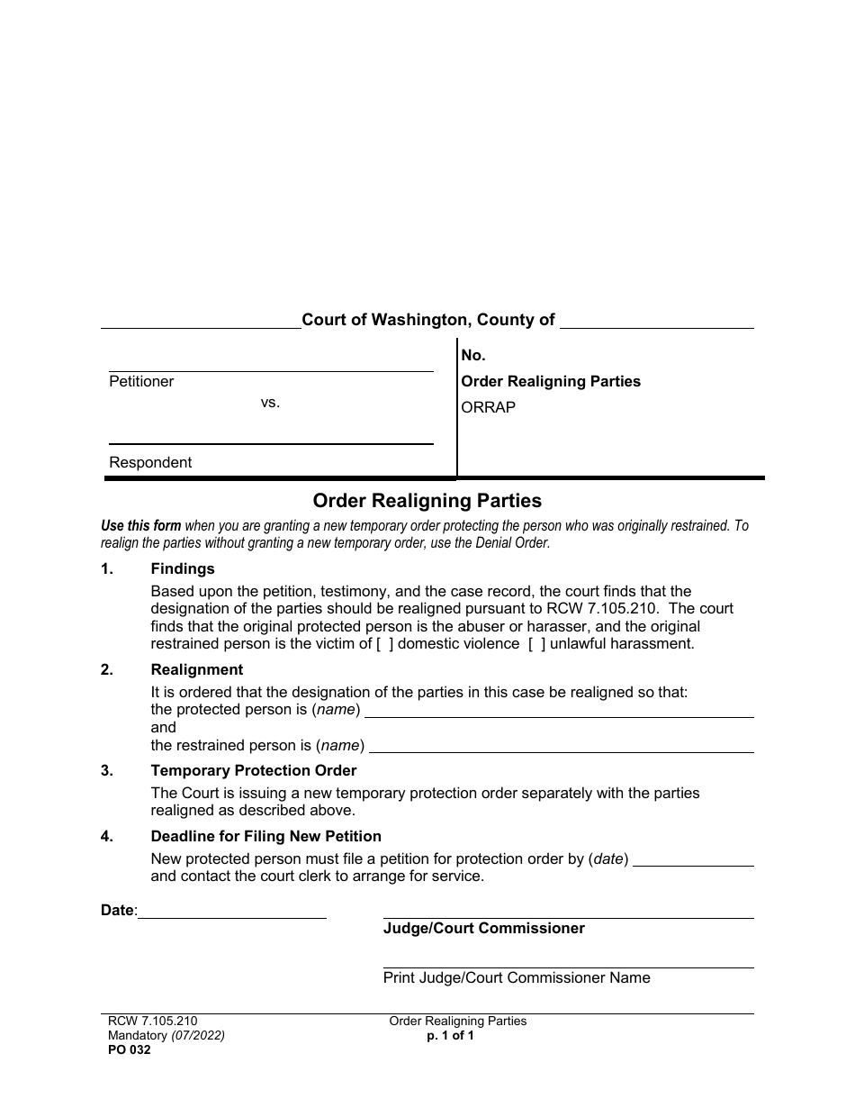 Party Realignment Example Form PO032 - Fill Out, Sign Online and Download Printable PDF ...