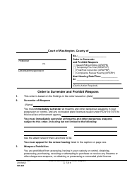 Document preview: Form WS001 Order to Surrender and Prohibit Weapons - Washington
