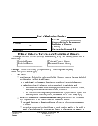 Document preview: Form WS301 Order on Motion for Surrender and Prohibition of Weapons - Washington