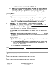Form WS301 Order on Motion for Surrender and Prohibition of Weapons - Washington, Page 2