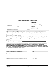Document preview: Form WS601 Order to Release Weapons - Washington