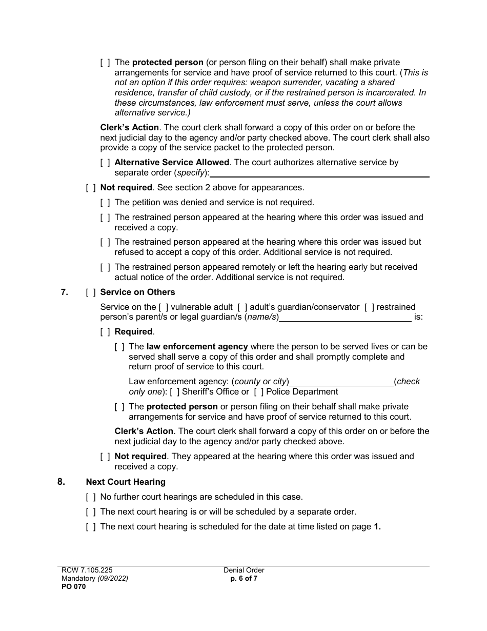 Form PO070 Denial Order - Washington, Page 6