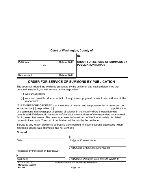 Form PO026  Printable Pdf