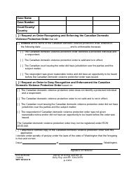 Form WPF DV-08.010 Request for Order to Recognize and Enforce or Deny Recognition and Enforcement of a Canadian Domestic Violence Protection Order - Washington, Page 3