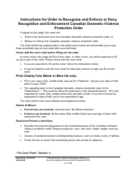 Document preview: Instructions for Form WPF DV-8.020 Order to Recognize and Enforce or Deny Recognition and Enforcement Canadian Domestic Violence Protection Order - Washington