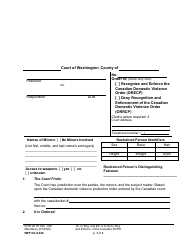 Document preview: Form WPF DV-8.020 Order to Recognize and Enforce or Deny Recognition and Enforcement Canadian Domestic Violence Protection Order - Washington