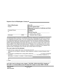 Document preview: Form WPF CR08.0660 No-Contact Order (Reissued Pursuant to a Certificate and Order of Discharge) (Cornc) - Washington