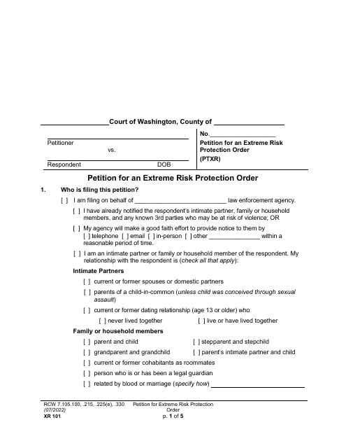 Form XR101  Printable Pdf