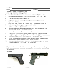 Form XR102 Firearm Identification Worksheet - Washington
