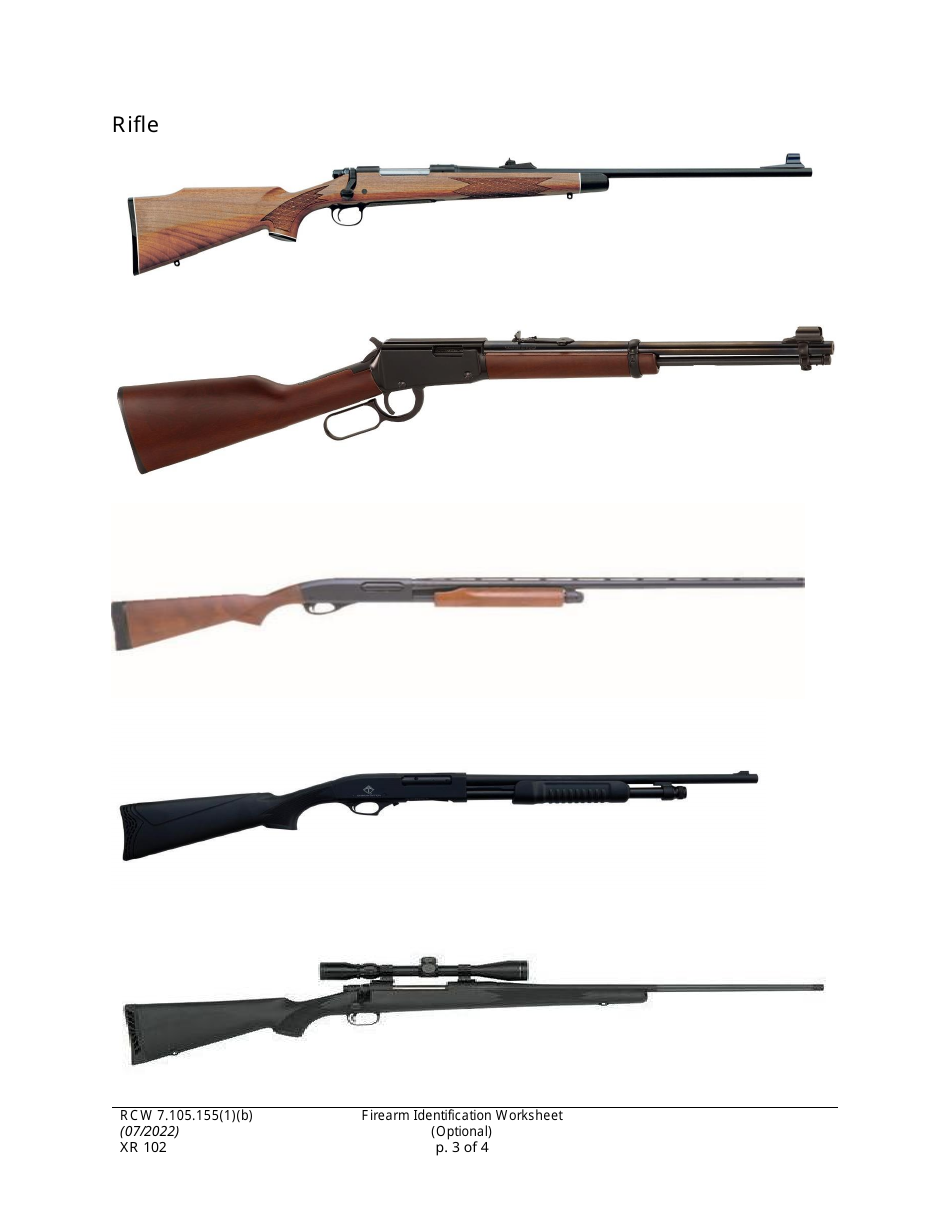 Form XR102 Firearm Identification Worksheet - Washington, Page 3