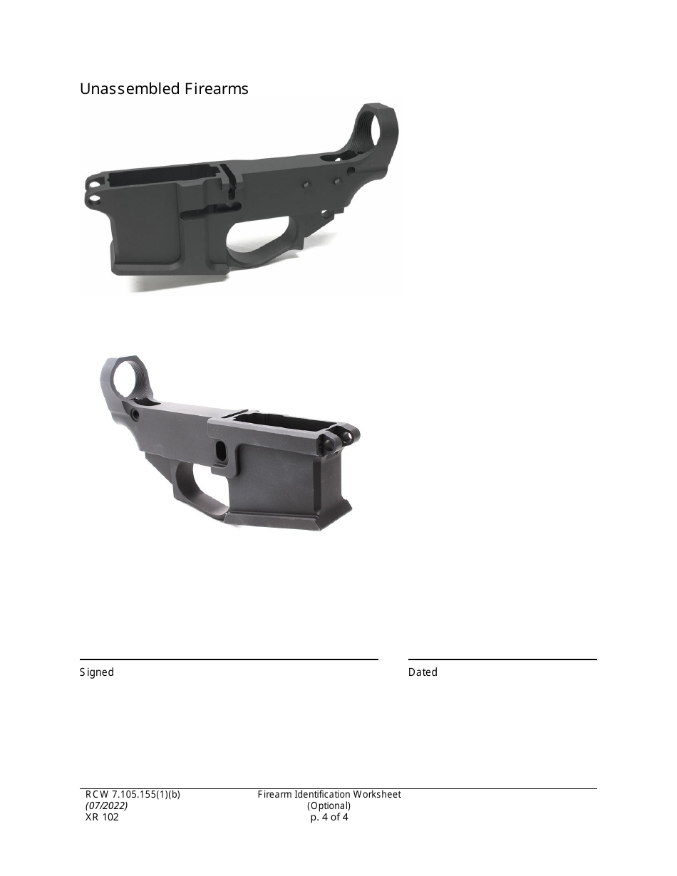 Form XR102 Firearm Identification Worksheet - Washington, Page 4