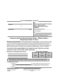 Form XR221 Temporary Extreme Risk Protection Order - Without Notice - Respondent Under 18 Years - Washington