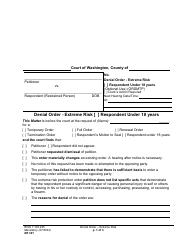 Document preview: Form XR301 Denial Order - Extreme Risk - Respondent Under 18 Years - Washington