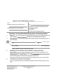 Document preview: Form FL All Family151 Extension of Immediate Restraining Order and Hearing Notice - Washington