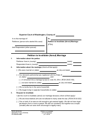 Form FL Divorce205 Petition to Invalidate (Annul) Marriage - Washington