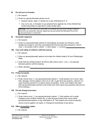 Form FL Divorce221 Motion for Immediate Restraining Order (Ex Parte) - Washington, Page 4