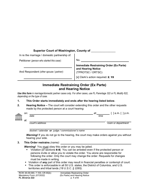 Form FL Divorce222  Printable Pdf