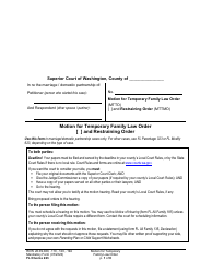 Form FL Divorce223 Motion for Temporary Family Law Order and Restraining Order - Washington