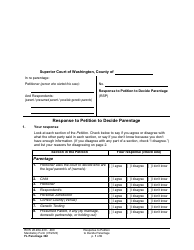 Form FL Parentage302 Response to Petition to Decide Parentage - Washington