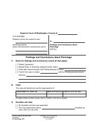 Form FL Parentage315 Findings and Conclusions About Parentage - Washington