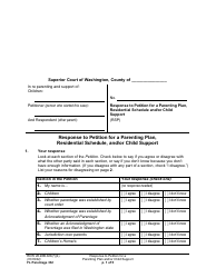 Form FL Parentage332 Response to Petition for a Parenting Plan, Residential Schedule, and/or Child Support - Washington