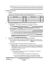 Form FL Parentage333 Final Order and Findings for a Parenting Plan, Residential Schedule and/or Child Support - Washington, Page 2