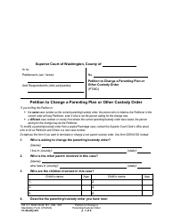 Document preview: Form FL Modify601 Petition to Change a Parenting Plan or Other Custody Order - Washington