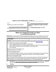 Form FL Modify623 Motion for Temporary Family Law Order and Restraining Order - Washington